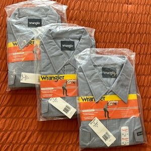 3 NWT in original packaging Wrangler Cowboy Cut Pearl Snap Long Sleeve Shirts